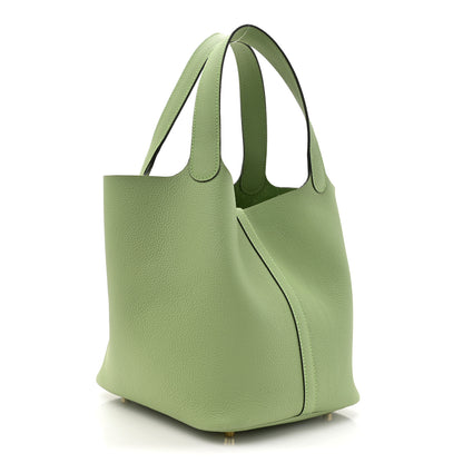 Hermes Taurillon Clemence Picotin Lock 22 MM Vert Criquet 3 of 11