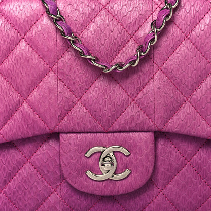 Chanel Elaphe Snakeskin Quilted Jumbo Easy Carry Flap Purple 8 of 10