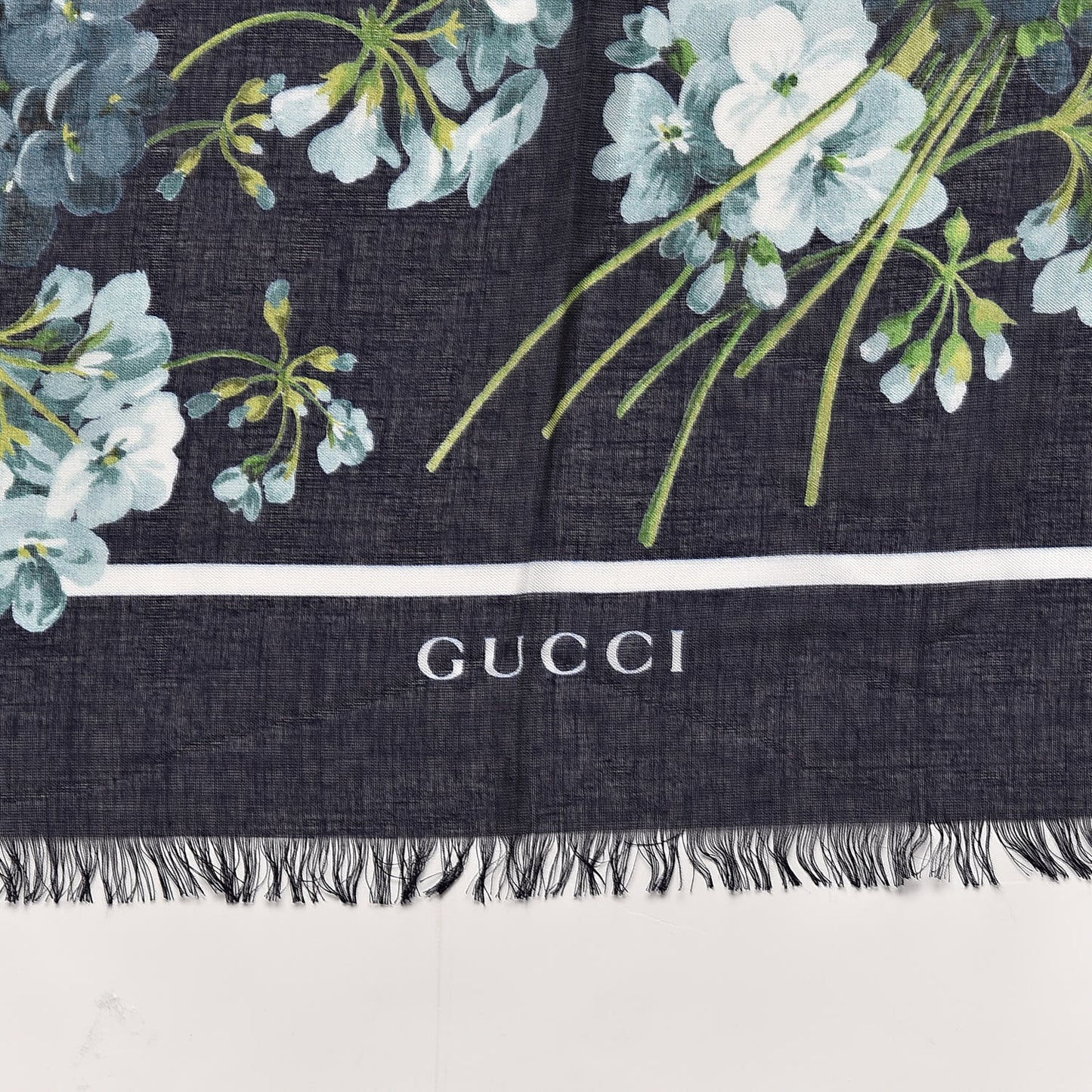 Modal Silk New Bloomy Shawl Midnight Blue Sky Blue