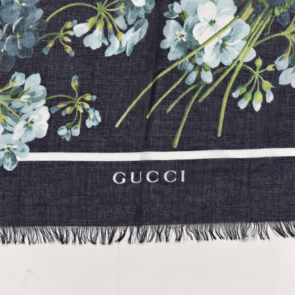 Gucci Modal Silk New Bloomy Shawl Midnight Blue Sky Blue 4 of 6