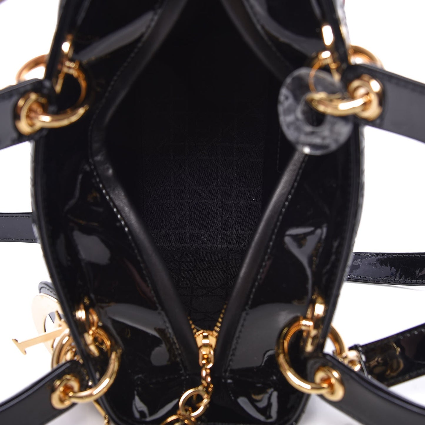 Patent Cannage Medium Lady Dior Black