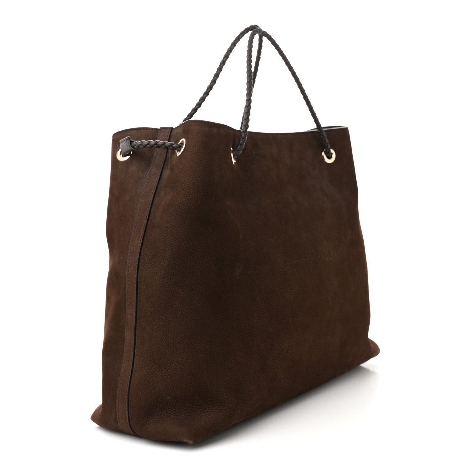 Gucci Nubuck Braided Handle Large Gifford Tote Brown 3 of 11