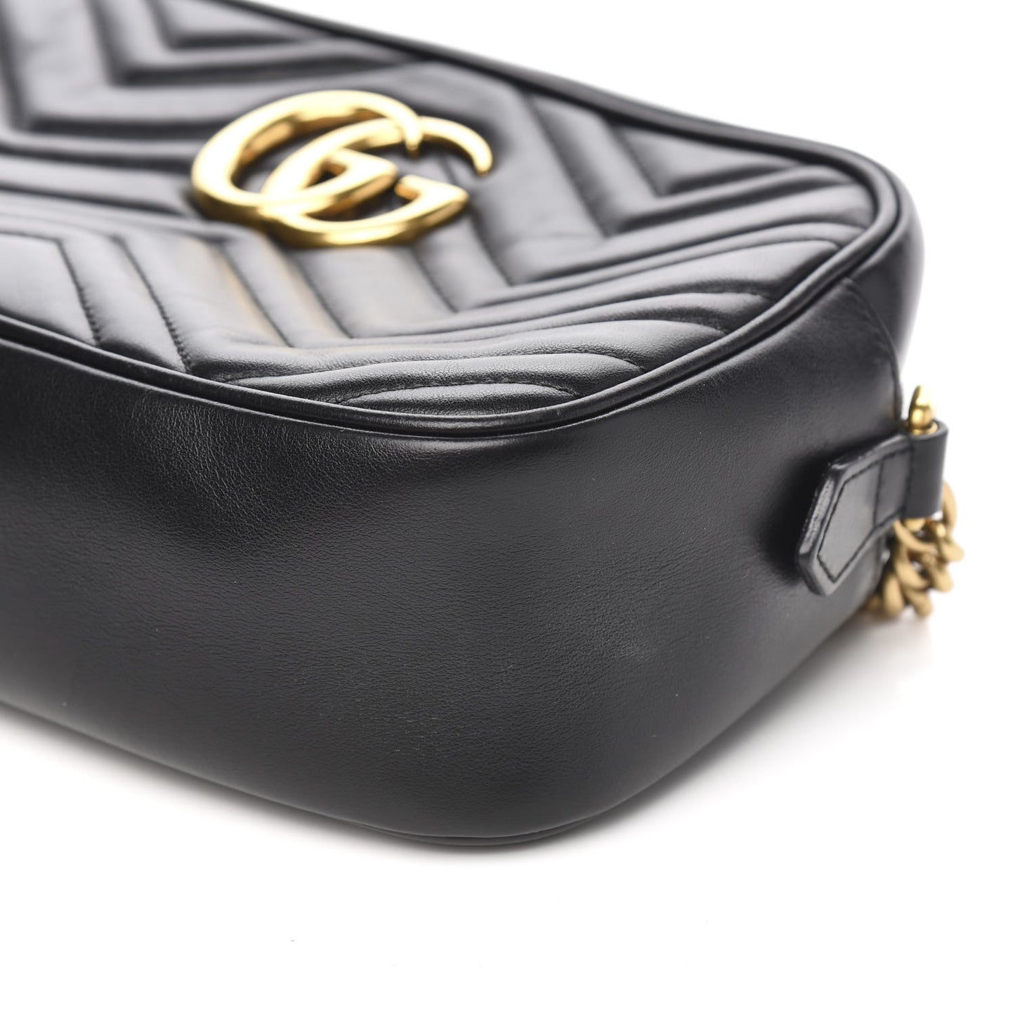 Calfskin Matelasse Small GG Marmont Chain Shoulder Bag Black