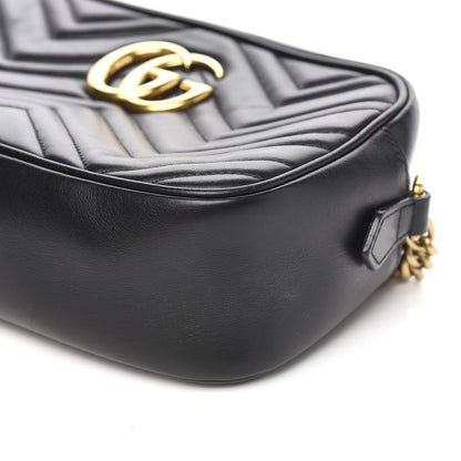 Gucci Calfskin Matelasse Small GG Marmont Chain Shoulder Bag Black 9 of 10