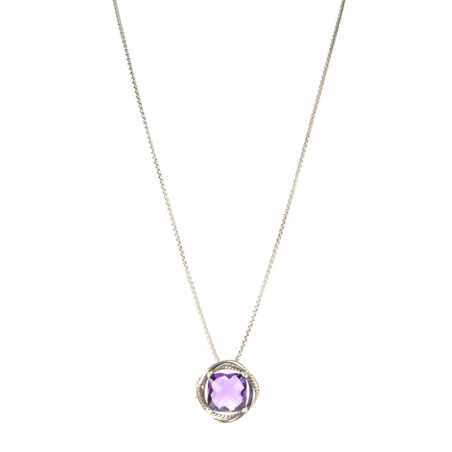 David Yurman Sterling Silver Amethyst 14mm Infinity Pendant Necklace 1 of 5