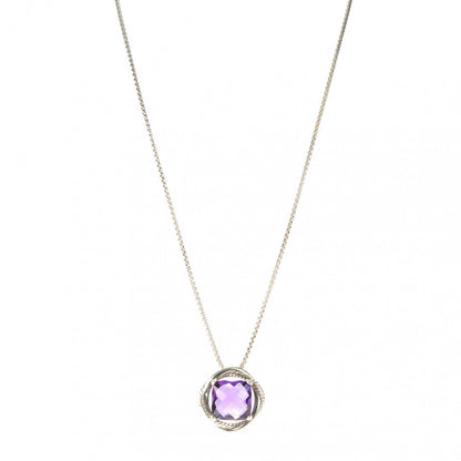 David Yurman Sterling Silver Amethyst 14mm Infinity Pendant Necklace 1 of 5