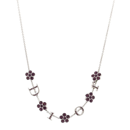 Christian Dior Crystal Flower Choker Necklace Silver Purple 1 of 6