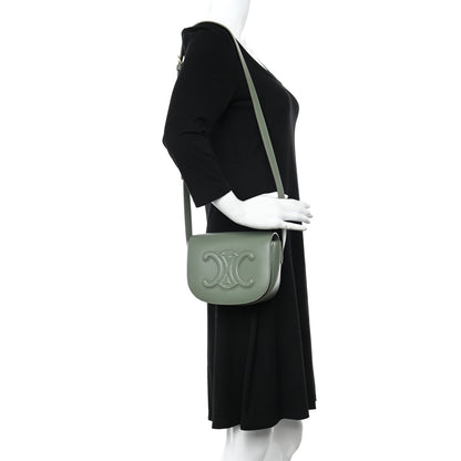 Celine Smooth Calfskin Cuir Triomphe Folco Crossbody Bag Army Green 2 of 12