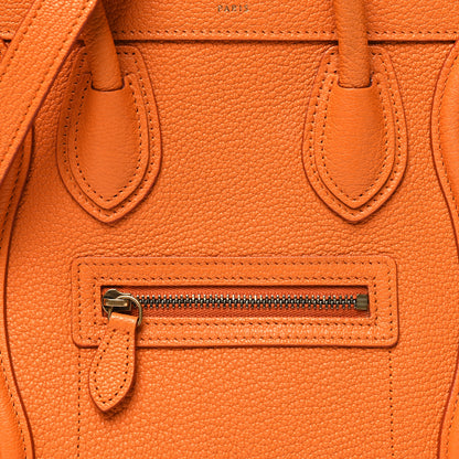 Celine Drummed Calfskin Nano Luggage Bright Orange 7 of 12