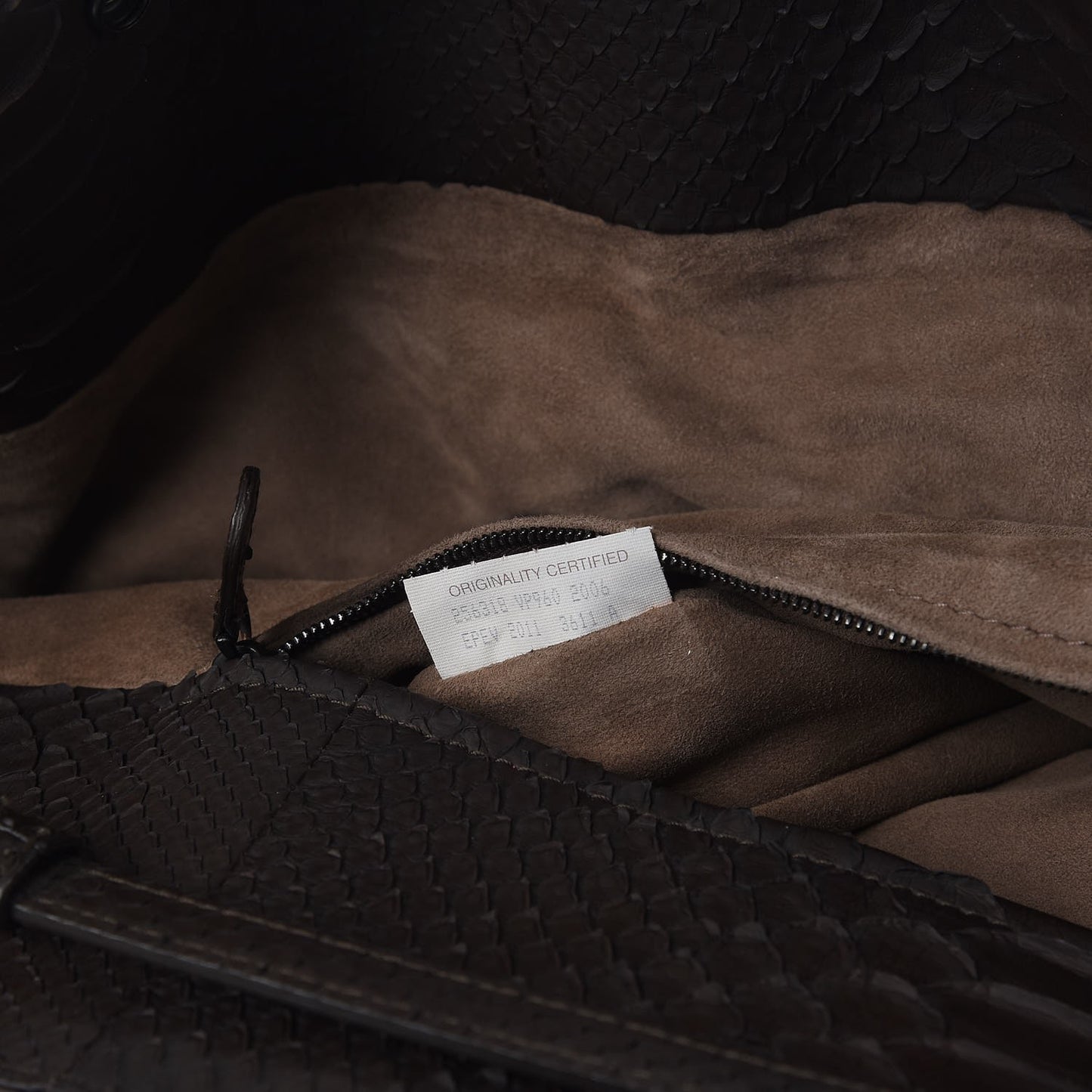 BOTTEGA VENETA Python Convertible Tote Bag Ebano