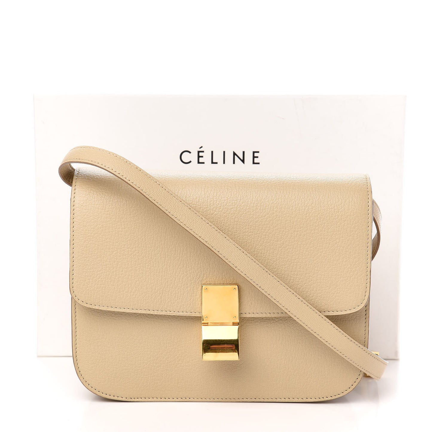 Goatskin Medium Classic Box Flap Bag Dune