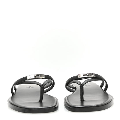 Hermes Calfskin Miss Sandals 37.5 Black 3 of 8