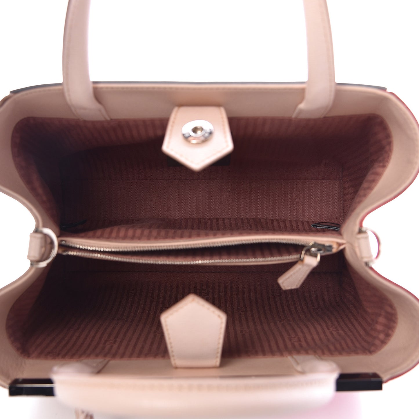 Vitello Elite Calfskin Colorblock Petite 2Jours Tote Argento Plaster
