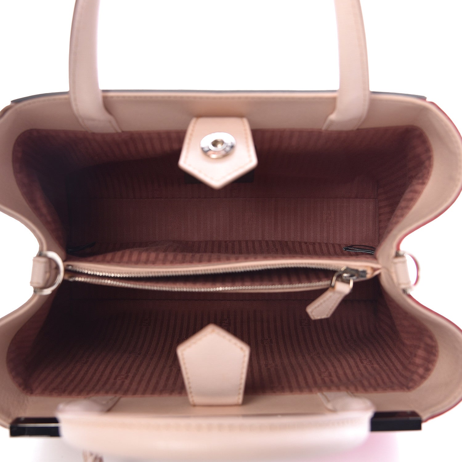 Fendi Vitello Elite Calfskin Colorblock Petite 2Jours Tote Argento Plaster 5 of 14