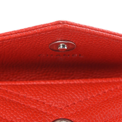 Chanel Caviar Chevron Quilted Flap Card Holder Wallet Red 11 of 11