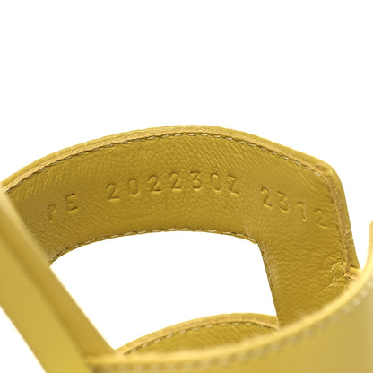 Hermes Box Calfskin Oran Sandals 36.5 Jaune Citron 7 of 9