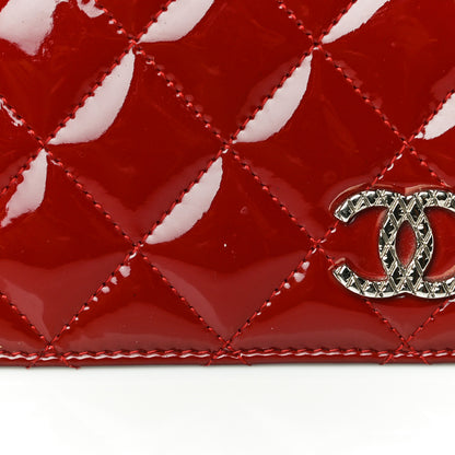 Chanel Patent Quilted Brilliant Yen Wallet Red 18 of 19