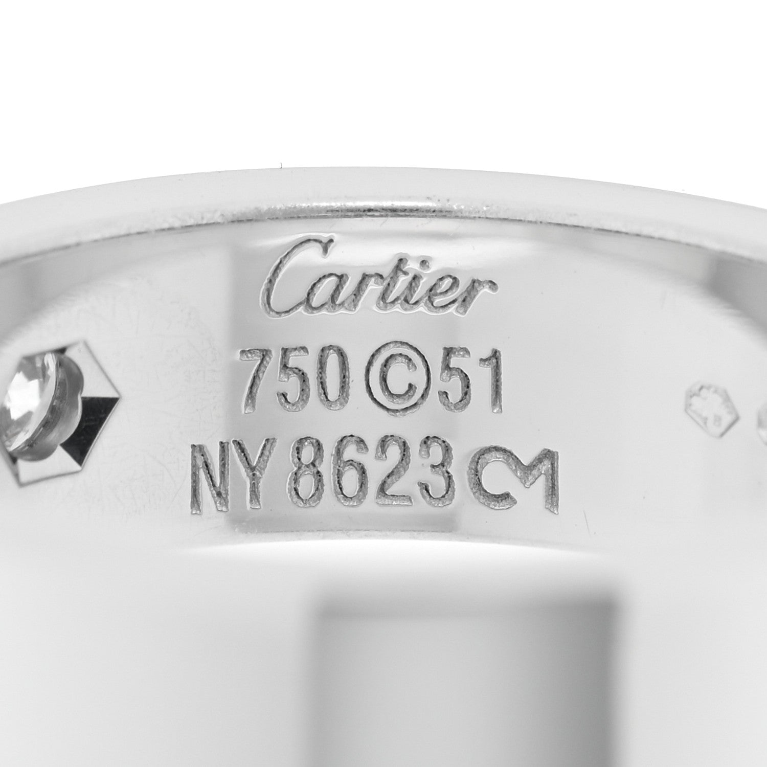 Cartier 18K White Gold Diamond 5.5mm Christmas LOVE Ring 51 5.75 4 of 5