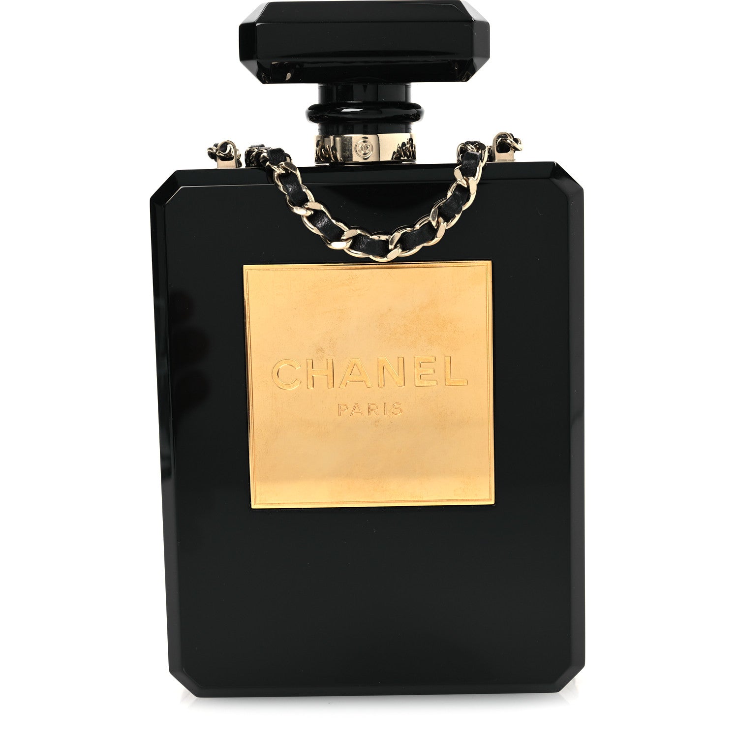 Chanel Plexiglass Perfume Bottle Clutch Black 1730566 – FASHIONPHILE