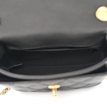 Chanel Calfskin Quilted Top Handle Flap Black 5 of 13