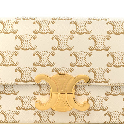 Celine Canvas Calfskin Triomphe Shoulder Bag White 8 of 10