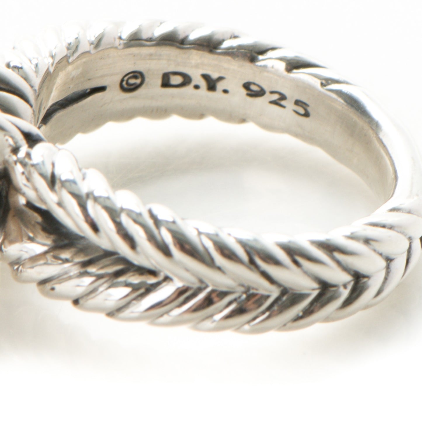 Sterling Silver Pave Diamond 10mm Pearl Cable Ring 7