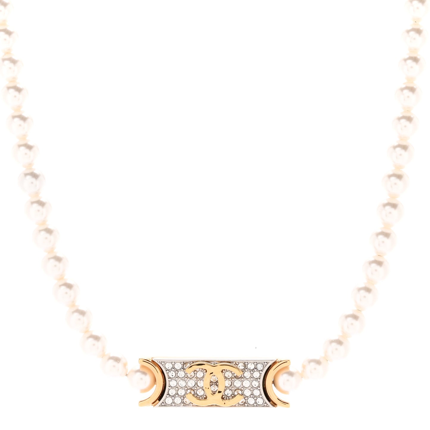 Metal Marble CC Chain Choker Necklace Gold White Gray
