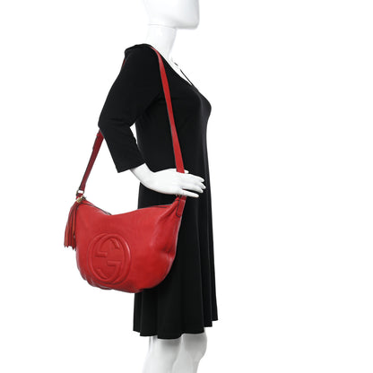 Gucci Pebbled Calfskin Medium Soho Hobo Red 2 of 14