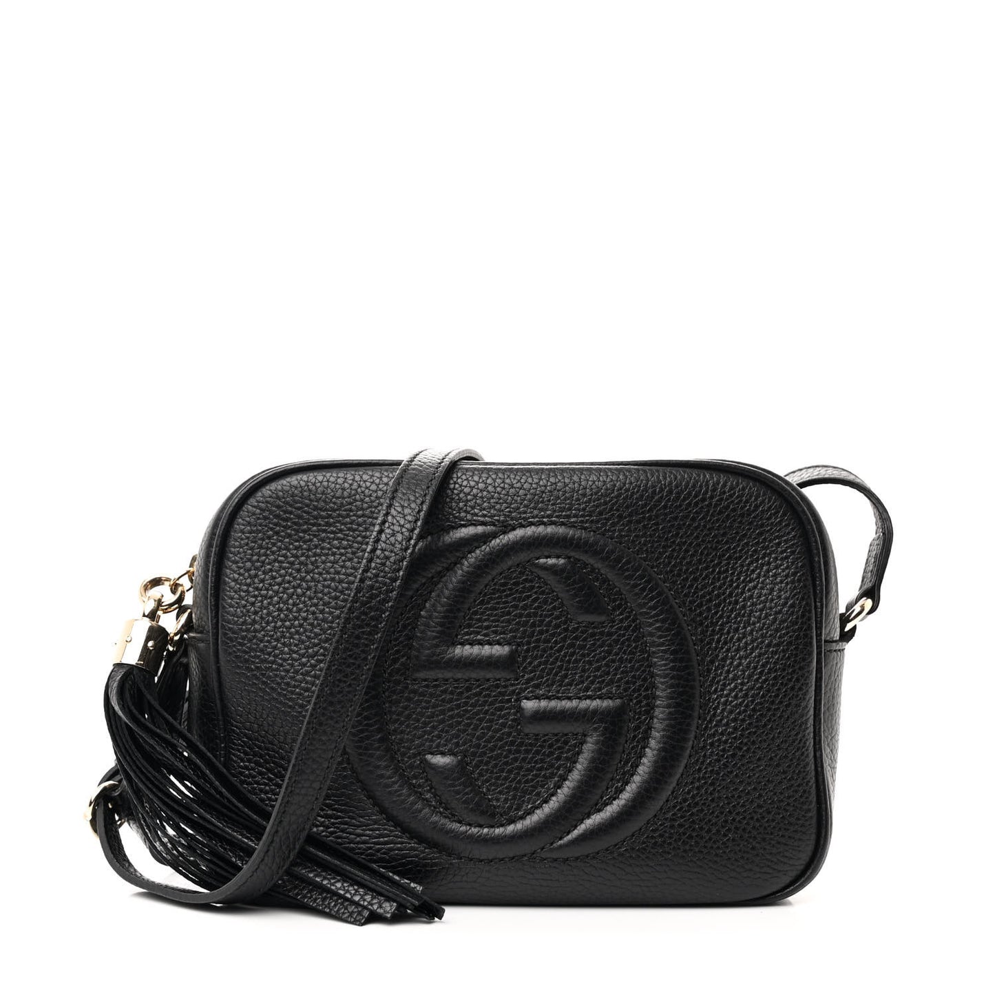 Pebbled Calfskin Small Soho Disco Bag Black