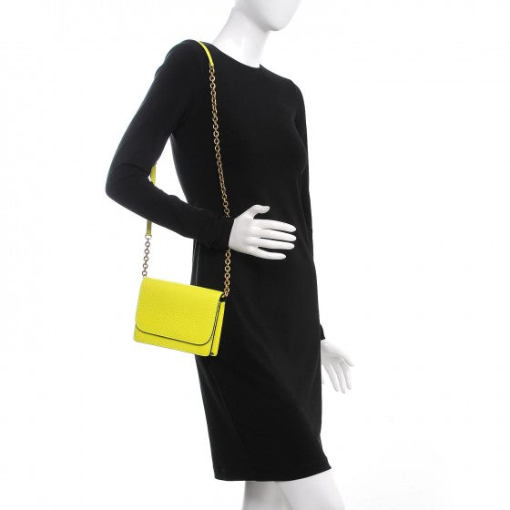 Signature Grain Small Burleigh Crossbody Bag Neon Yellow