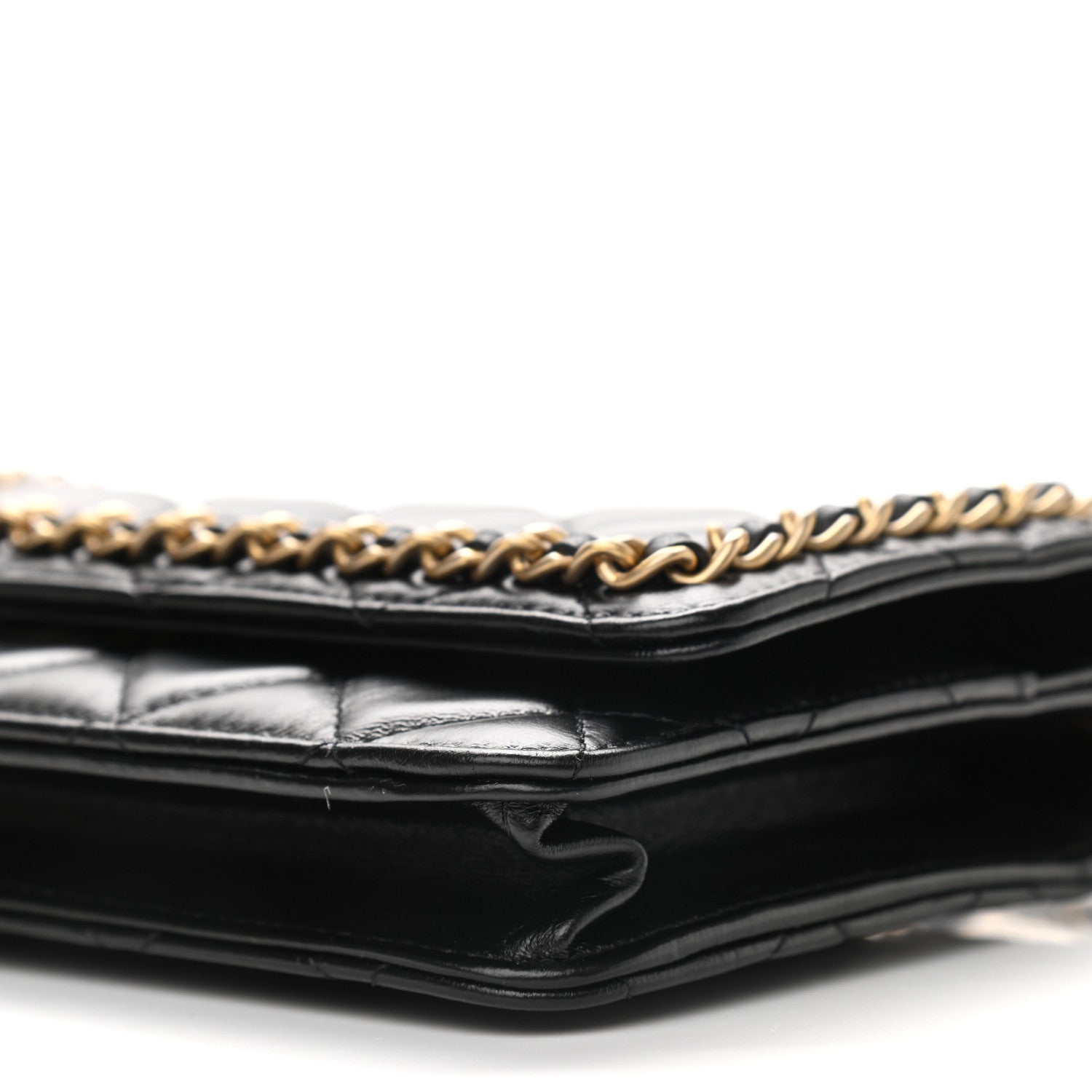 Chanel Lambskin Quilted Chain Around Wallet On Chain WOC Black 6 of 11