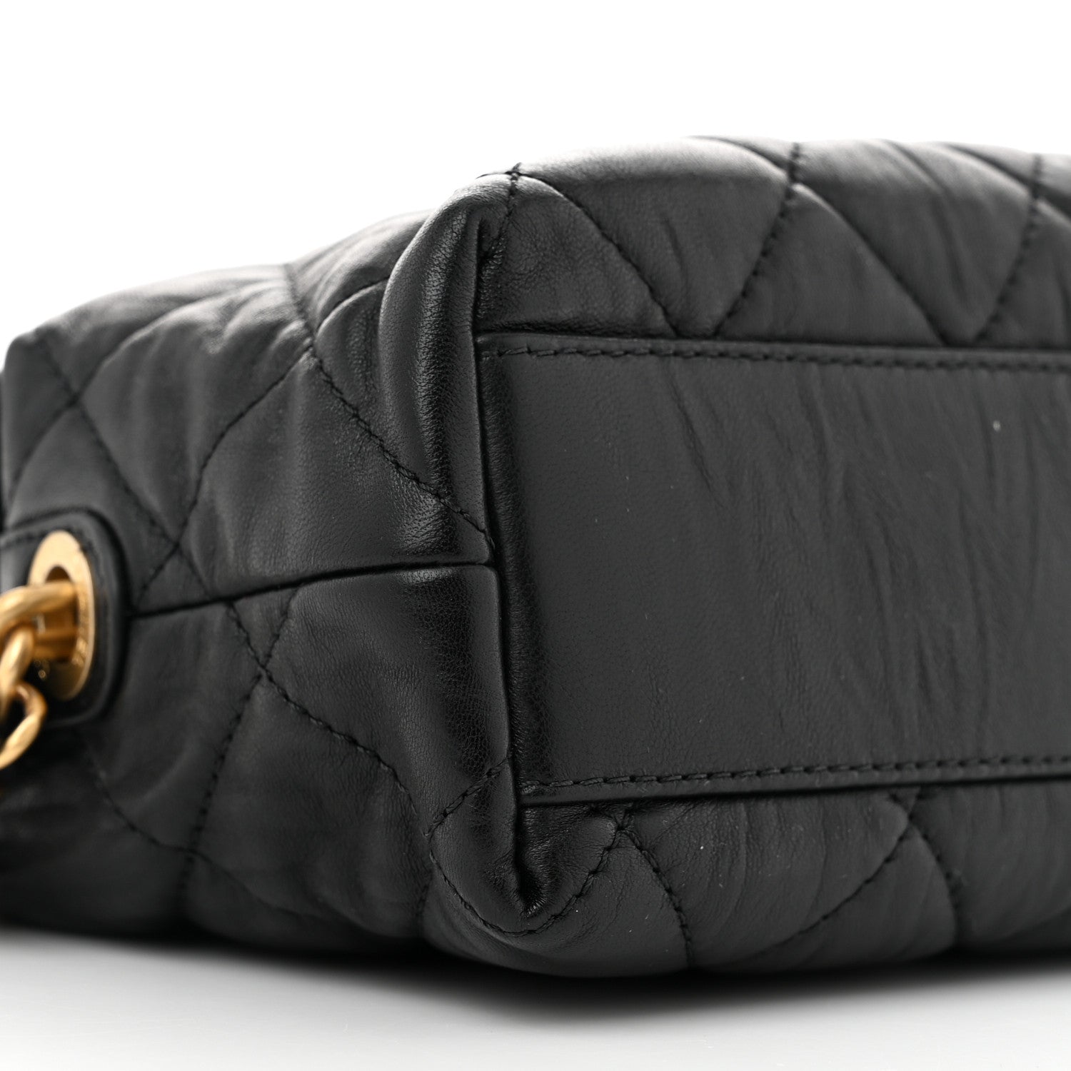 Chanel Crumpled Lambskin Quilted Small CC Links Shoulder Bag Black 9 of 13