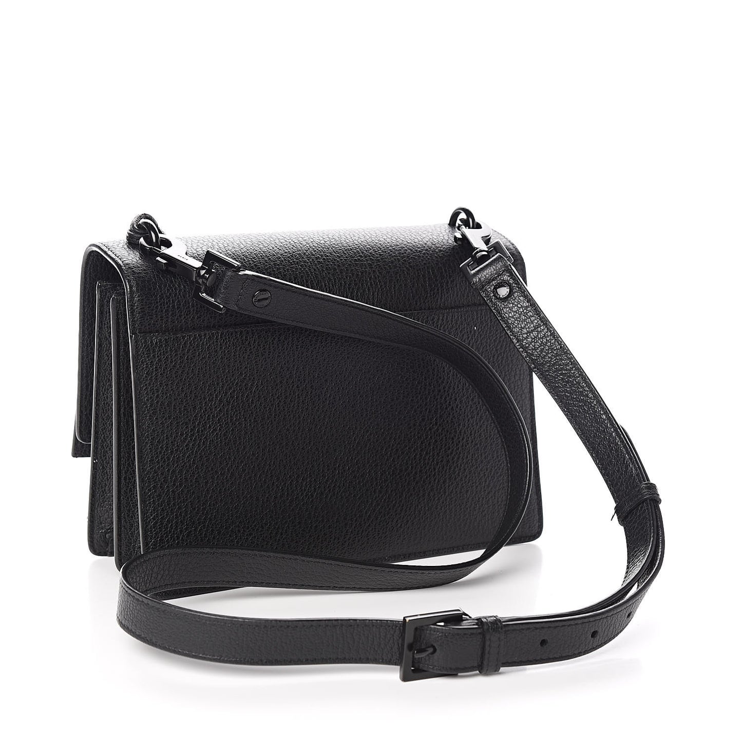 Grained Calfskin Medium Monogram Sunset Satchel Black
