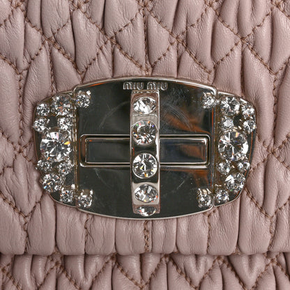 Miu Miu Nappa Matelasse Crystal Flap Clutch Cammeo 12 of 14