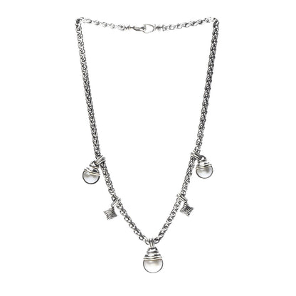 David Yurman Sterling Silver Pearl Quatrefoil Drop Necklace 3 of 7