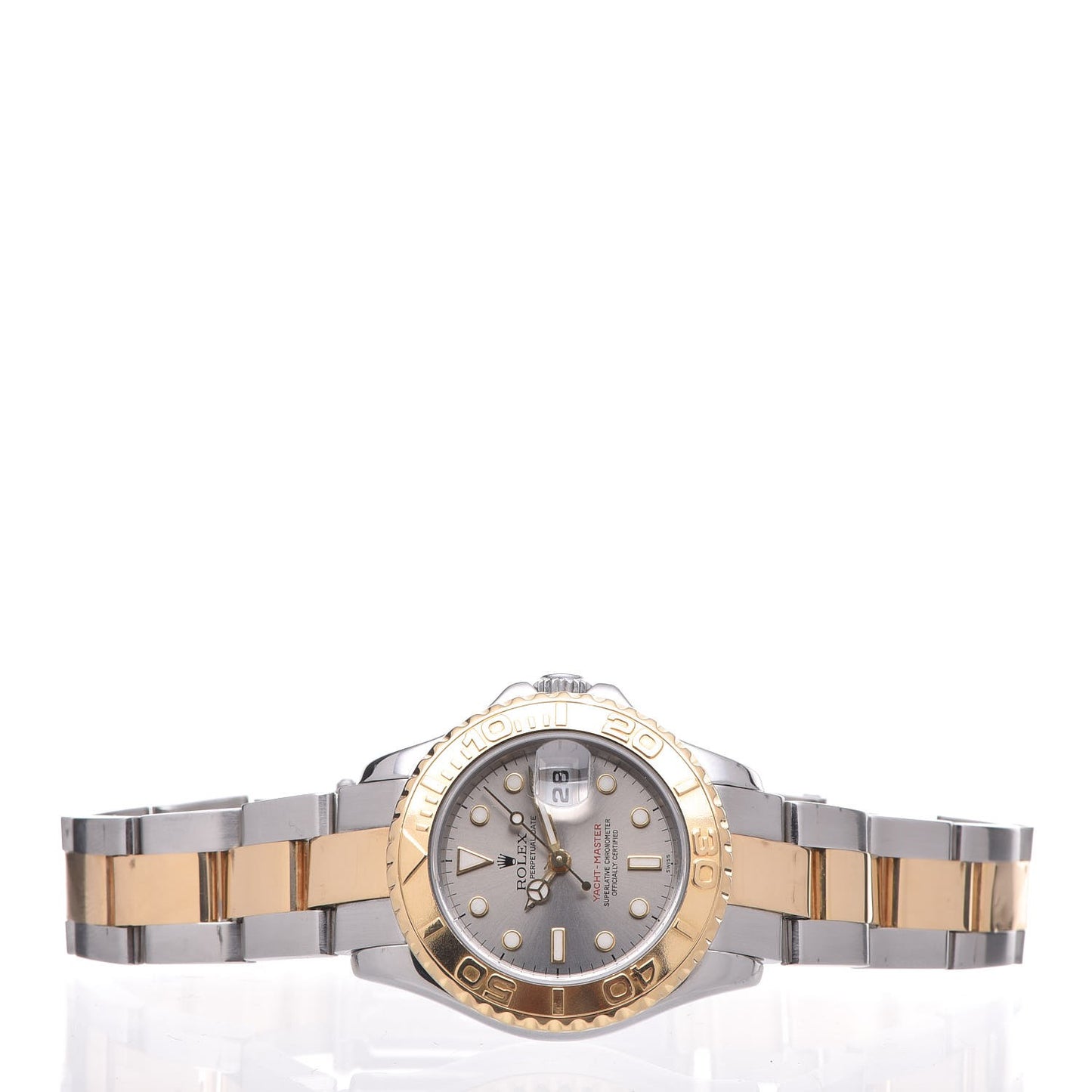 Stainless Steel 18K Yellow Gold 29mm Oyster Perpetual Date Yacht-Master Watch Silver 169623