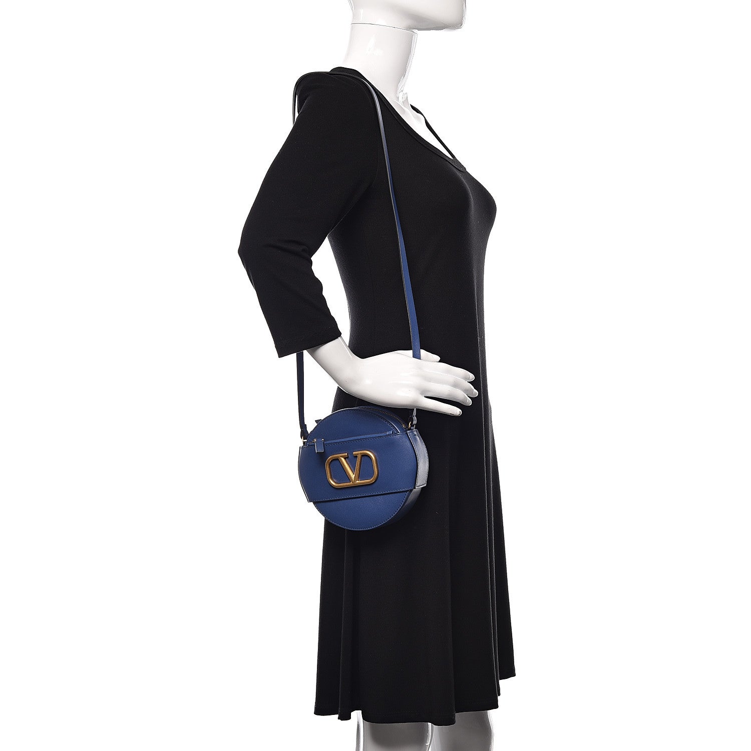 Valentino Garavani Calfskin VLogo Round Crossbody Bag Blue 2 of 10