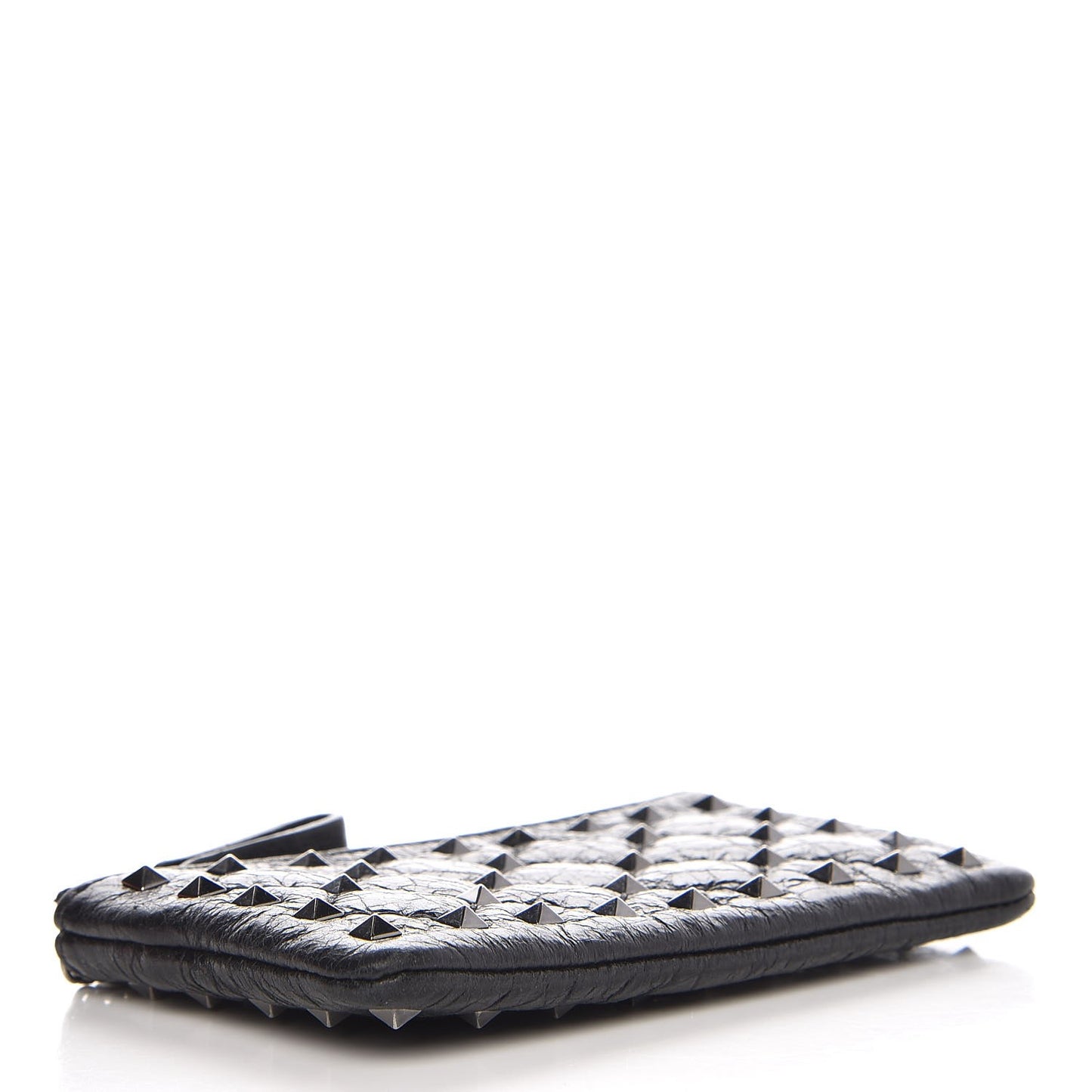 Craquele Nappa Rockstud Spike Key Pouch Black