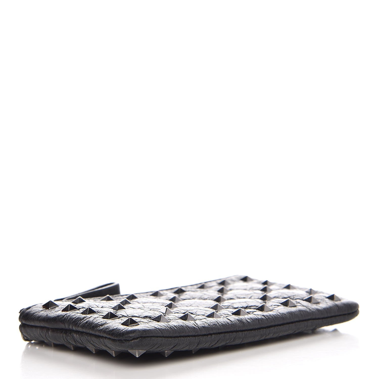 Valentino Garavani Craquele Nappa Rockstud Spike Key Pouch Black 4 of 8