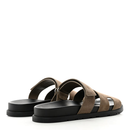 Hermes Suede Goatskin Womens Chypre Sandals 41 Etoupe 4 of 7