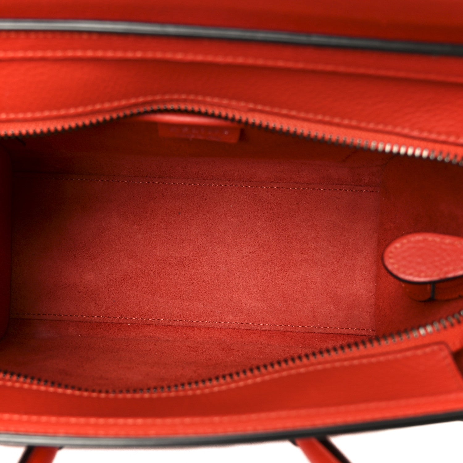 Celine Drummed Calfskin Nano Luggage Vermillion 5 of 11