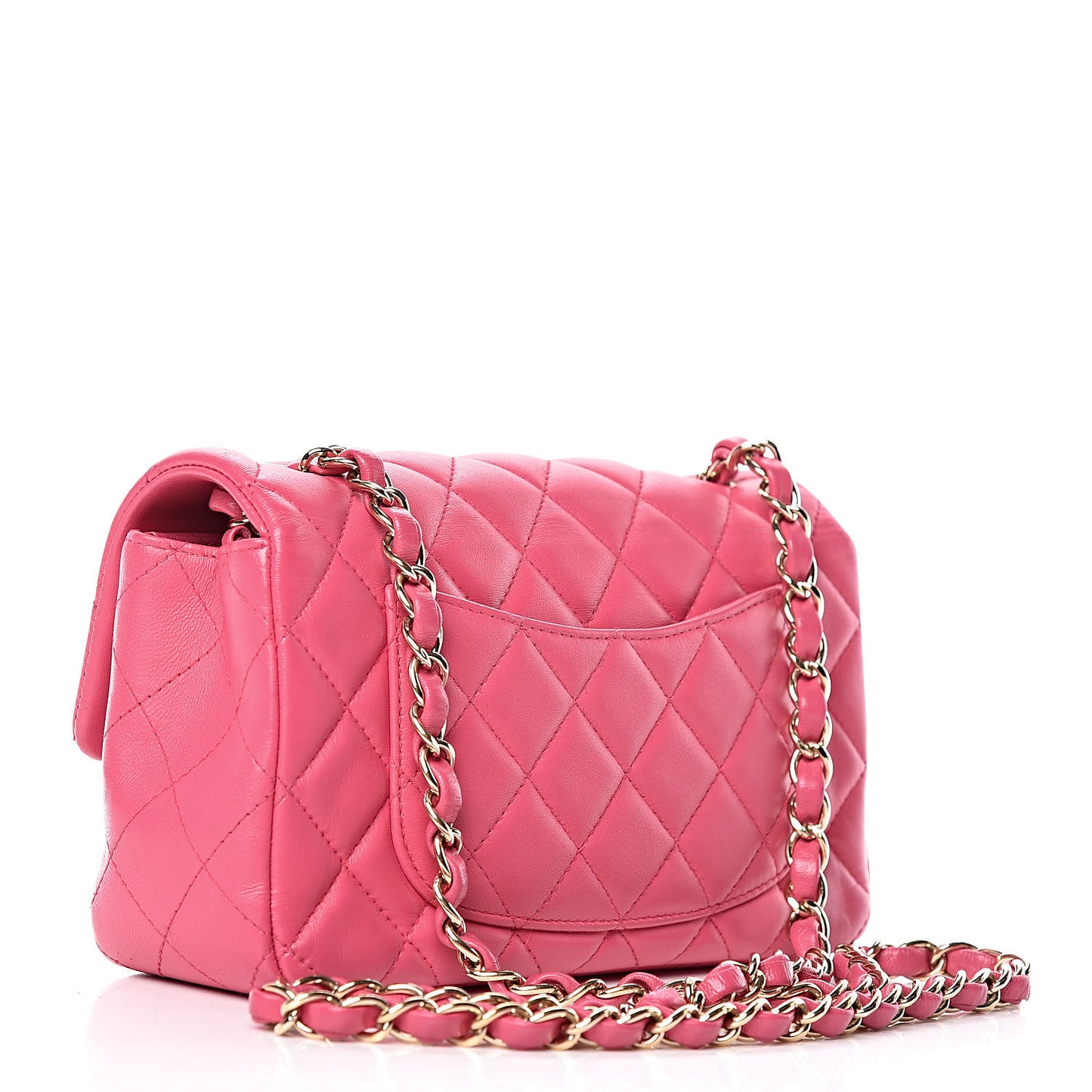 Lambskin Quilted Mini Rectangular Flap Dark Pink