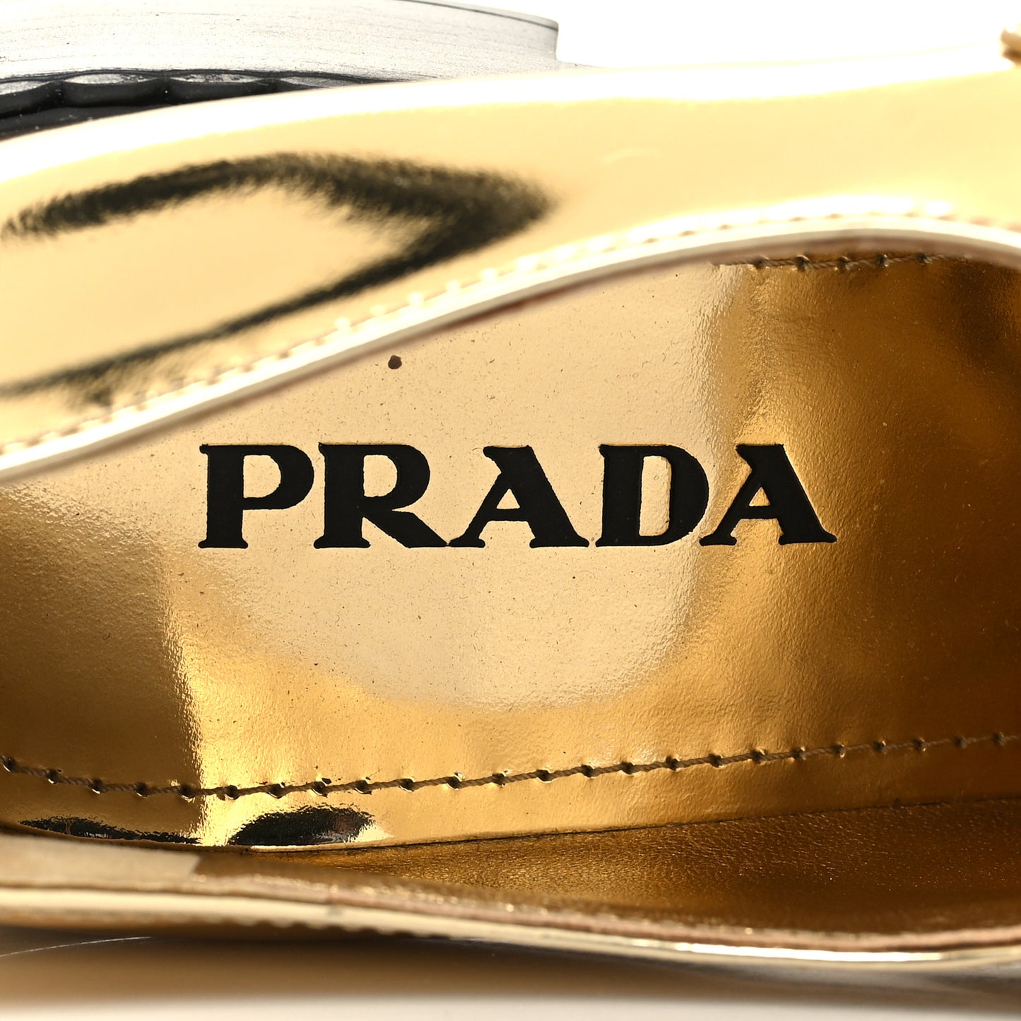 Metallic Brushed Calfskin Metal Triangle Logo 50mm Loafers 38.5 Platino