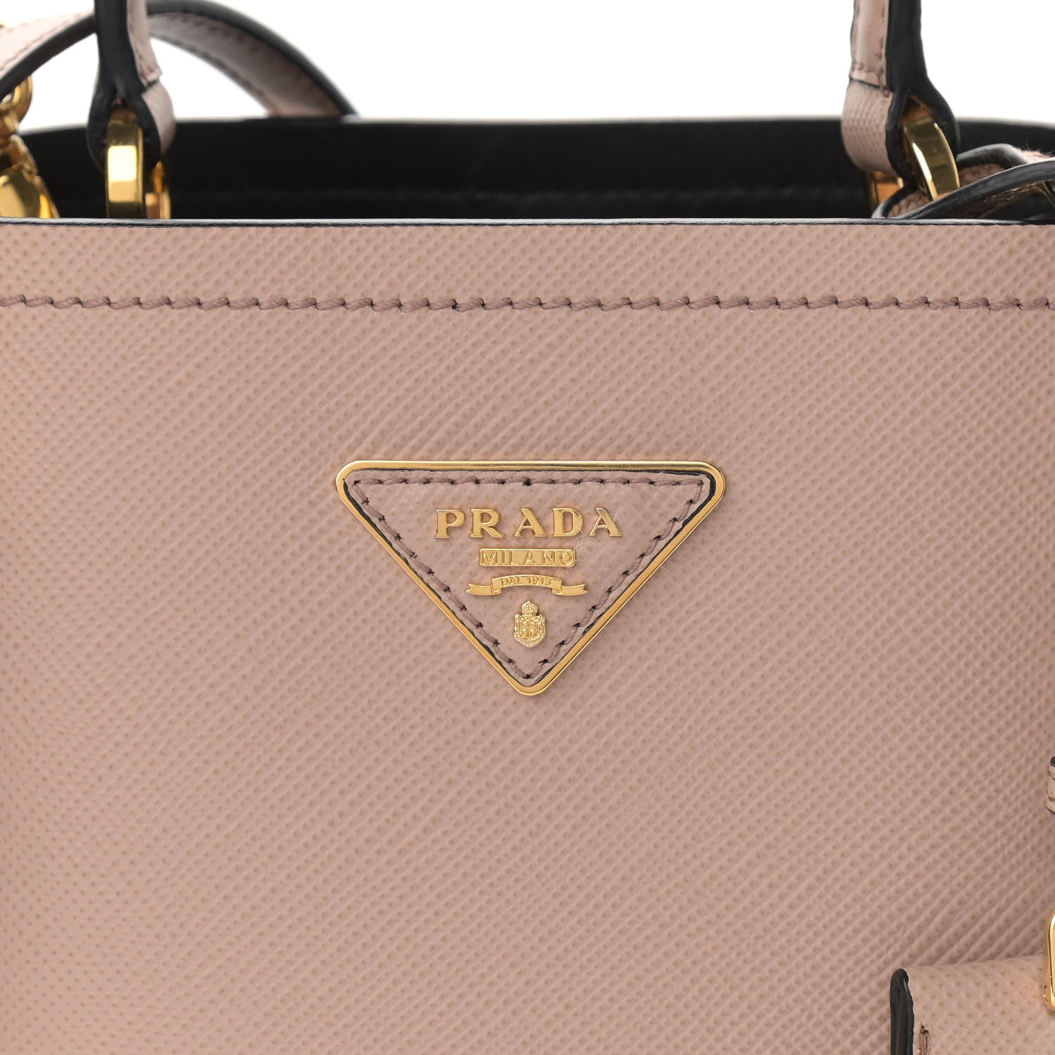 Prada Saffiano Cuir Calfskin Small Panier Bucket Bag Cipria Black 7 of 9