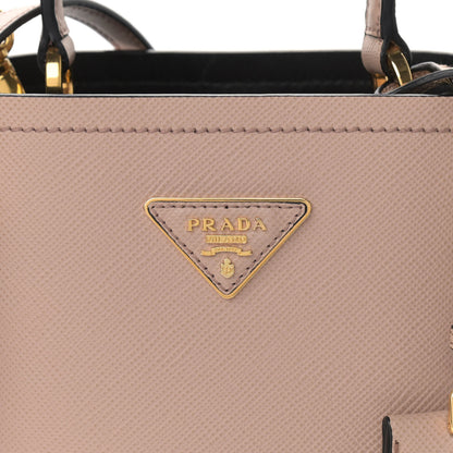 Prada Saffiano Cuir Calfskin Small Panier Bucket Bag Cipria Black 7 of 9