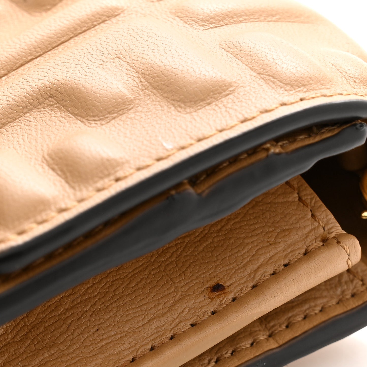 Nappa Matisse FF Embossed Continental Wallet On Chain Miele Scuro
