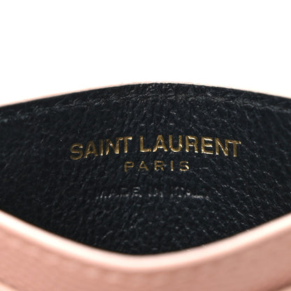 Saint Laurent Grain De Poudre Matelasse Chevron Monogram Credit Card Case Pale Pink 6 of 7