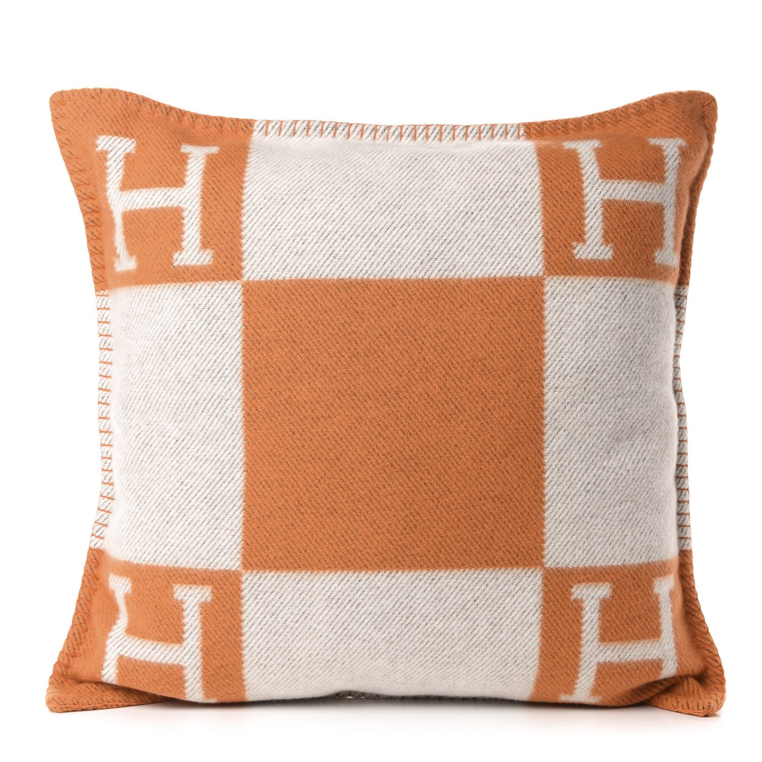 Hermes Wool Cashmere Avalon Pillow PM Ecru Potiron 1 of 3