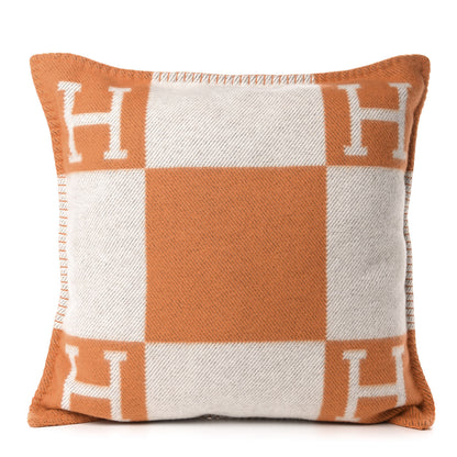 Hermes Wool Cashmere Avalon Pillow PM Ecru Potiron 1 of 3