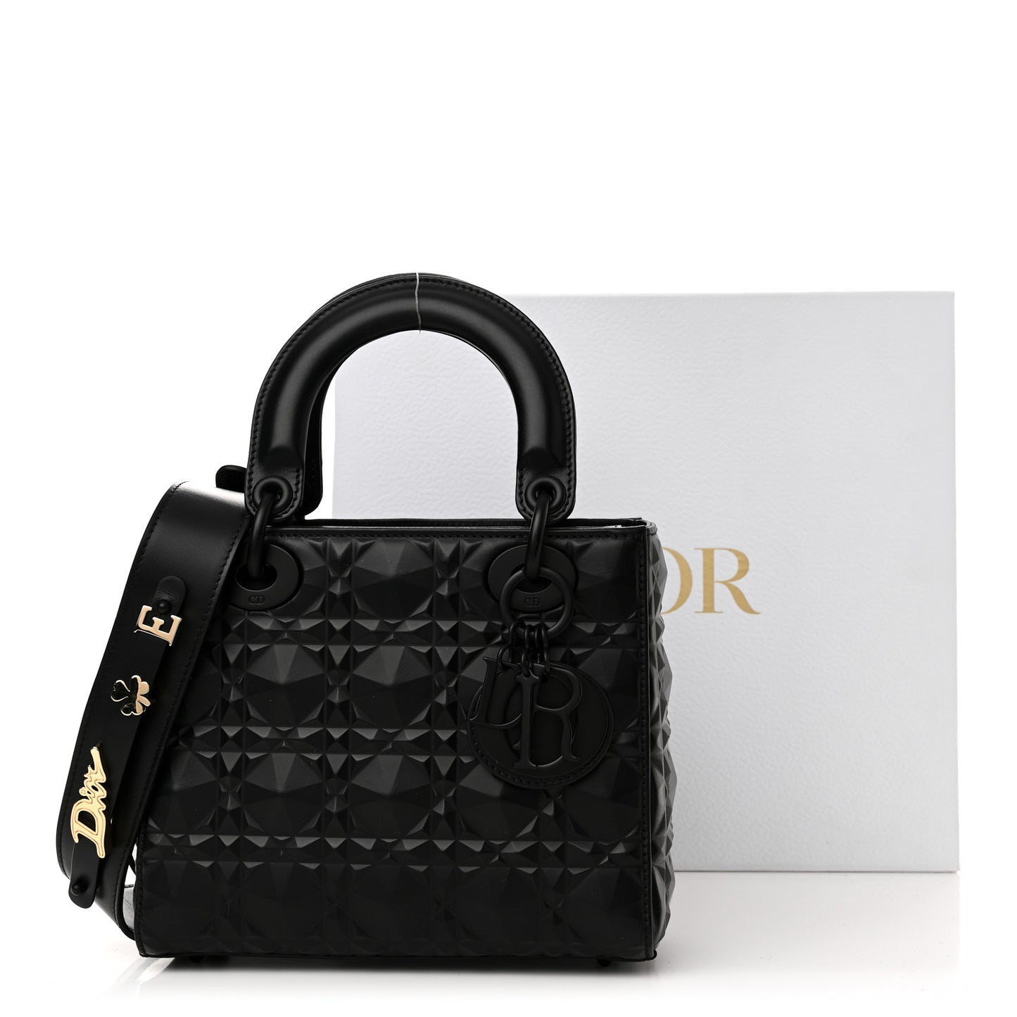 Calfskin Cannage Diamond Small My ABCDior Lady Dior Black